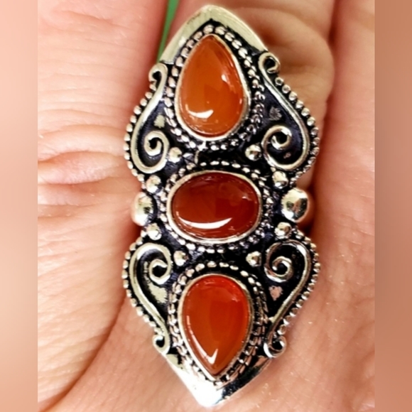 ***Sale***New Carnelian 925 Silver Statement Ring. - Picture 2 of 9